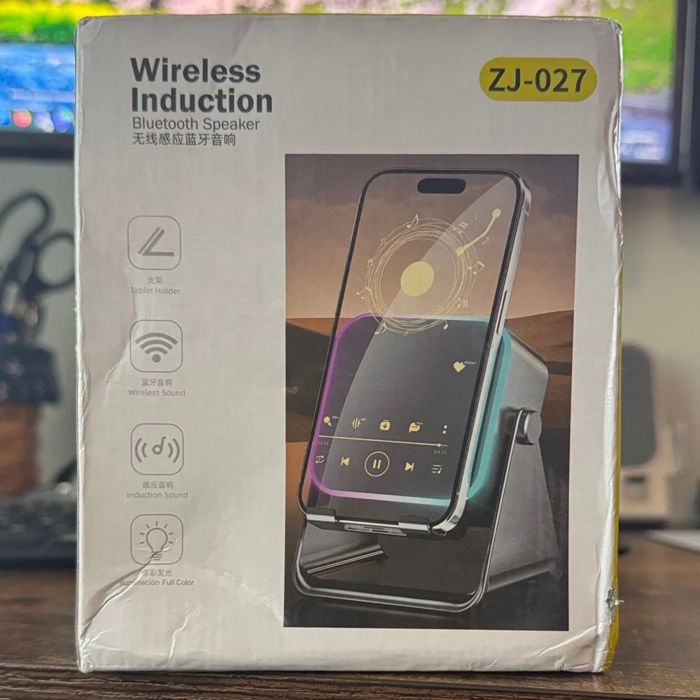 Wireless Induction Bluetooth Speaker Stand - Black